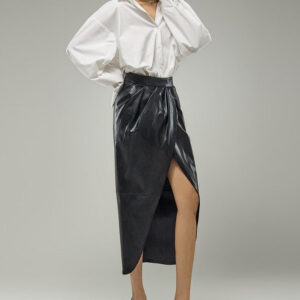SK9292 Leather Asymmetrical Skirt