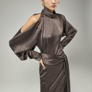 D9644 One-Shoulder Drape Dress